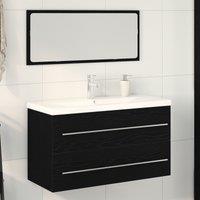 Berkfield Home Bathroom Sink Cabinet with Built-in Basin Black Oak Engineered Wood