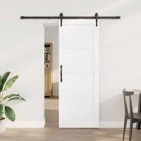 Berkfield Home Sliding Door with Hardware Set White 73.5x198.5 cm Solid Wood Pine