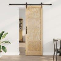 Berkfield Home Sliding Door with Hardware Set 73.5x211 cm Solid Wood Pine in Beige