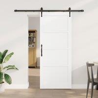 Berkfield Home Sliding Door with Hardware Set White 83x202 cm Solid Wood Pine