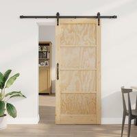 Berkfield Home Sliding Door with Hardware Set 86x198.5 cm Solid Wood Pine in Beige