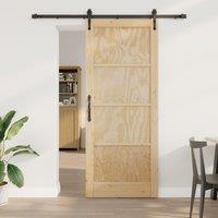 Berkfield Home Sliding Door with Hardware Set 86x211 cm Solid Wood Pine in Beige