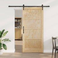 Berkfield Home Sliding Door with Hardware Set 93x202 cm Solid Wood Pine in Beige
