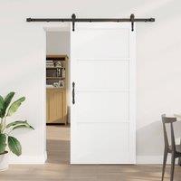 Berkfield Home Sliding Door with Hardware Set White 93x202 cm Solid Wood Pine