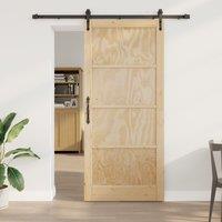 Berkfield Home Sliding Door with Hardware Set 93x211 cm Solid Wood Pine in Beige