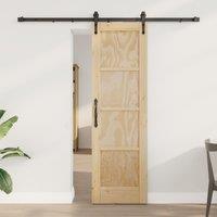 Berkfield Home Sliding Door with Hardware Set 61x198.5 cm Solid Wood Pine in Beige