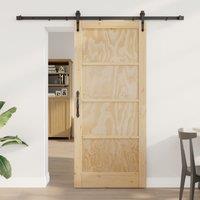 Berkfield Home Sliding Door with Hardware Set 86x198.5 cm Solid Wood Pine in Beige