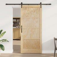 Berkfield Home Sliding Door with Hardware Set 93x211 cm Solid Wood Pine in Beige
