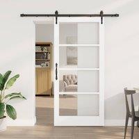 Berkfield Home Sliding Door with Hardware Set White 93x202 cm Solid Wood Pine