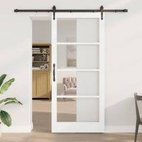 Berkfield Home Sliding Door with Hardware Set White 93x211 cm Solid Wood Pine