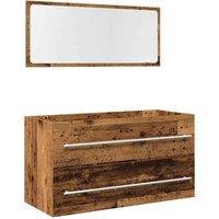 Berkfield Home 2 Piece Bathroom Furniture Set Old Wood Engineered Wood in Brown