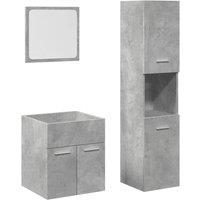 Berkfield Home 3 Piece Bathroom Furniture Set Concrete Grey Engineered Wood