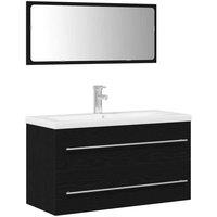 Berkfield Home Bathroom Sink Cabinet with Built-in Basin Black Oak Engineered Wood