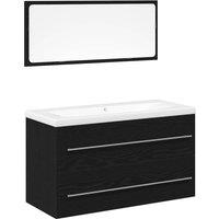 Berkfield Home Bathroom Sink Cabinet with Built-in Basin Black Oak Engineered Wood