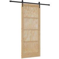 Berkfield Home Sliding Door with Hardware Set 86x211 cm Solid Wood Pine in Beige