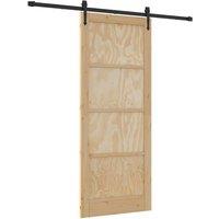 Berkfield Home Sliding Door with Hardware Set 86x211 cm Solid Wood Pine in Brown