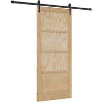 Berkfield Home Sliding Door with Hardware Set 86x198.5 cm Solid Wood Pine in Beige