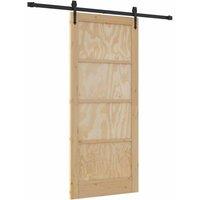 Berkfield Home Sliding Door with Hardware Set 86x198.5 cm Solid Wood Pine in Beige