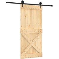 Berkfield Home Sliding Door with Hardware Set 95x210 cm Solid Wood Pine in Natural