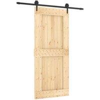 Berkfield Home Sliding Door with Hardware Set 90x210 cm Solid Wood Pine in Light Tan