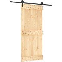 Berkfield Home Sliding Door with Hardware Set 90x210 cm Solid Wood Pine in Light Tan