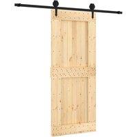 Berkfield Home Sliding Door with Hardware Set 85x210 cm Solid Wood Pine in Light Brown