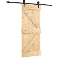 Berkfield Home Sliding Door with Hardware Set 85x210 cm Solid Wood Pine in Brown