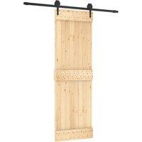 Berkfield Home Sliding Door with Hardware Set 70x210 cm Solid Wood Pine in Light Tan