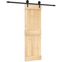 Berkfield Home Sliding Door with Hardware Set 70x210 cm Solid Wood Pine in Brown