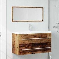 Berkfield Home Spacious 2 Piece Bathroom Furniture Set Old Wood Engineered Wood in Brown