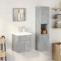 Berkfield Home Suitable 3 Piece Bathroom Furniture Set Concrete Grey Engineered Wood