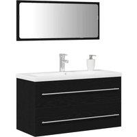 Berkfield Home Stylish Bathroom Sink Cabinet with Built-in Basin Black Oak Engin