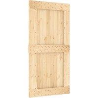 Berkfield Home Sliding Door with Hardware Set 100x210 cm Solid Wood Pine in Light Tan