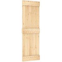Berkfield Home Sliding Door with Hardware Set 70x210 cm Solid Wood Pine in Light Tan