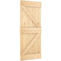 Berkfield Home Sliding Door with Hardware Set 85x210 cm Solid Wood Pine in Natural