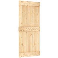 Berkfield Home Sliding Door with Hardware Set 90x210 cm Solid Wood Pine in Light Tan