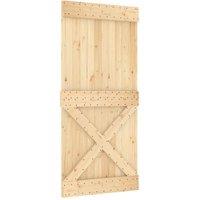 Berkfield Home Sliding Door with Hardware Set 95x210 cm Solid Wood Pine in Natural