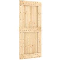 Berkfield Home Sliding Door with Hardware Set 90x210 cm Solid Wood Pine in Light Tan