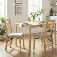 Costway 2PCS Folding Dining Chairs Kitchen Side Chairs W/ Padded Seat in Natural