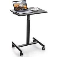Costway Mobile Standing Desk Height Adjustable Laptop Desk Computer Desk Cart in Black