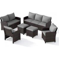 Costway 6PCS Patio Furniture Set PE Wicker Rattan Sectional Conversation Set in Grey