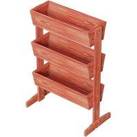 NESTLUNE 3 Tier Wooden Raised Planter Stand Herb Veg Box in Brown | Size: 1.25kg