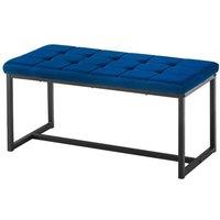 Kelvenix Blue Velvet Padded Bed Bench Dining Bench Ottoman | Size: 0.6m2
