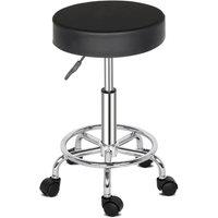 Kelvenix With Wheels PU Leather Hydraulic Swivel Bar Stool in Black | Size: 0.6m2
