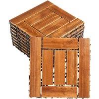 Kelvenix 9 Pack Garden Wooden Deck Decking Tiles Interlocking in Brown | Size: 10000mm x 520mm