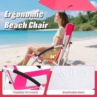 Kelvenix Low Profile Beach Chair Adults Folding Camping Seat in Pink
