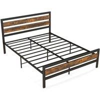 Kelvenix Industrial King Size Bed Frame Metal in Brown