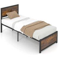 Kelvenix Industrial Single Size Bed Frame Metal in Brown