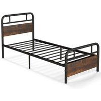 Kelvenix Single Bed Frame w/ Headboard & Footboard in Black