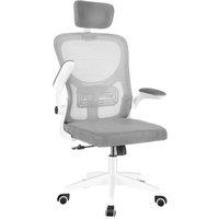 Kelvenix White-Gray With Headrest Mesh Ergonomic Office Chair in Grey | Size: 0.6m2